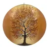 Golden-framed circular decorative painting with tree-shaped patterns for hanging in the living room and bedroom Item Picture